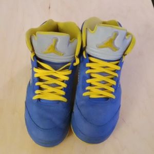Retro Air Jordan 5s- Laneys (blue/yellow)